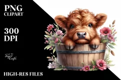 Cute Baby Highland Cow PNG Product Image 3