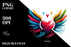 Colorful Heart with Wings, Transparent PNG Product Image 2