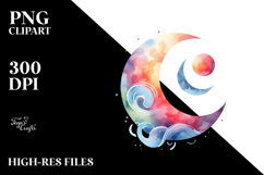 Colorful Half Moon Moon PNG Product Image 2