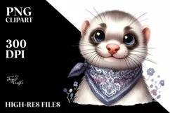 Funny Ferret Dove with Bandana | Clipart Product Image 1