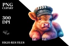Colorful Baby Highland Cow with Director&#039;s Cap Product Image 3
