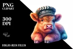 Colorful Baby Highland Cow with Director's Cap Product Image 3