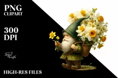 Gnome Narcissus Bouquet Basket Clipart Product Image 1
