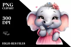 Funny Cute Elephant Portrait | Watercolor Clipart Product Image 3