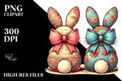 Colorful Vintage Bunnies, PNG Product Image 2