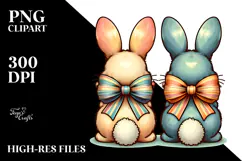 Colorful Vintage Bunnies PNG Product Image 2