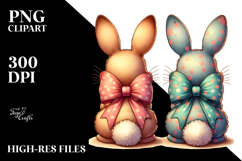 Cartoon Colorful Vintage Bunnies PNG Product Image 2