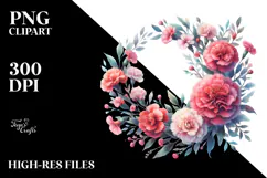 Vibrant Abstract Carnation Wreath, PNG Product Image 2