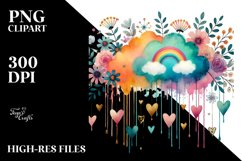 Colorful Boho Cloud with Hanging Hearts PNG Product Image 2