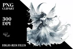 Washed Watercolor Gothic Fairy Dancing PNG Product Image 1