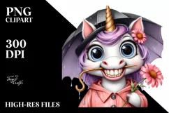 Watercolor Unicorn Raincoat Contempt Goofy Smile | Product Image 1