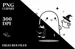 Cute Ghost with Purse Holding Tea PNG Product Image 3