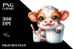 cute,baby cow in a jar PNG Product Image 1