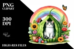 Colorful Watercolor Cat House Clipart\ Product Image 1