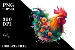 Vibrant Watercolor Chicken Abstract PNG Product Image 2