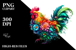Vibrant Watercolor Chicken Abstract PNG Product Image 2