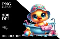 Cute Baby Duck with Bathtub PNG Product Image 2