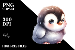 Cute Baby Penguin Watercolor PNG Product Image 2