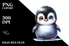 Digital Watercolor Cute Baby Penguin PNG Product Image 2