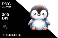 Cute Baby Penguin Watercolor PNG Product Image 2