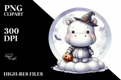 Cute Baby Hippo Halloween PNG Product Image 1