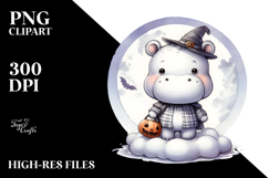 Cute Baby Hippo Halloween PNG Product Image 2