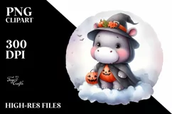 Cute Halloween Baby Hippo PNG Product Image 3
