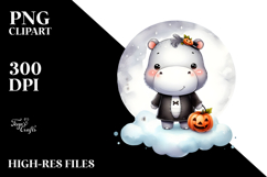 Cute Baby Hippo Dressed for Halloween, Transparent PNG Product Image 2