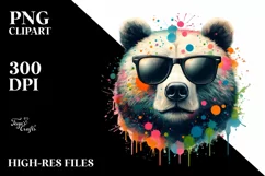 Quirky Colorful Watercolor Bear | Clipart Product Image 3