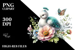 Baby Peacock on Spring Flower, PNG Product Image 2