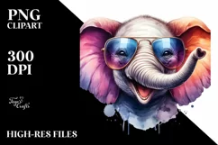 Funny Cute Elephant Portrait | Watercolor Clipart Product Image 1