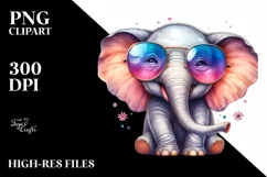 Funny Cute Elephant Portrait | Watercolor Clipart Product Image 1
