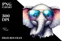 Funny Cute Elephant Portrait | Watercolor Clipart Product Image 3