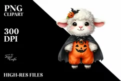 Funny Baby Lamb in Halloween Costume Clipart Product Image 1