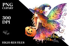 Vibrant Fairy Dressed for Halloween | Sublimation | Clipart Product Image 1