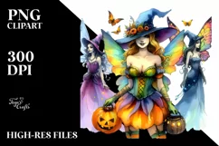 Vibrant Fairy Dressed for Halloween | Sublimation | Clipart Product Image 3