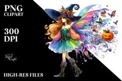 Vibrant Fairy Dressed for Halloween | Sublimation | Clipart Product Image 1
