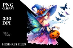 Vibrant Fairy Dressed for Halloween | Sublimation | Clipart Product Image 1