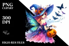 Vibrant Fairy Dressed for Halloween | Sublimation | Clipart Product Image 1