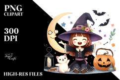 Witch with Cat PNG Product Image 2