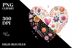 Colorful Boho Valentines Heart PNG Product Image 2
