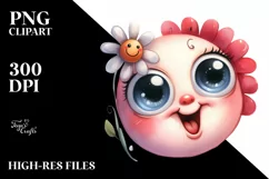 Happy Flower Clipart, High Details PNG Product Image 3
