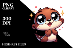 cute Otter with Puppy-Dog Eyes PNG Product Image 2