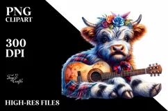 Colorful Baby Highland Cow with Guitar Product Image 3