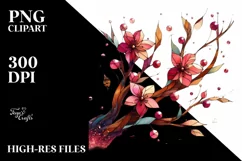 Stained Cherry Blossom Wooden | Sublimation | Clipart Product Image 3