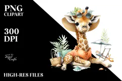 Baby Giraffe in Beachwear, PNG Product Image 2