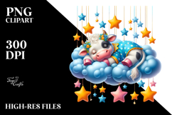 Whimsical Baby Cow Sleeping on Cloud Product Image 2