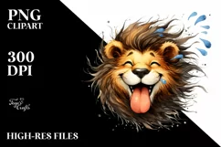Funny Cute Lion Portrait | Watercolor Clipart Product Image 3