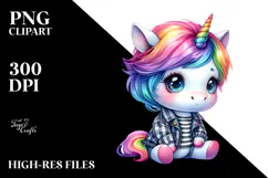 Cute Unicorn Sitting PNG Product Image 2