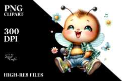 Energetic Baby Bee, Transparent PNG Product Image 2